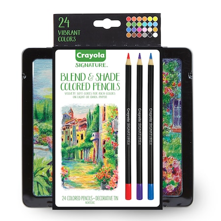 Crayola Signature Blend + Shade Colored Pencils in Tin, PK24 682015